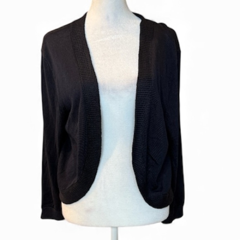 Chaps Woman's blue knit cropped cardigan sweater size large L NWT